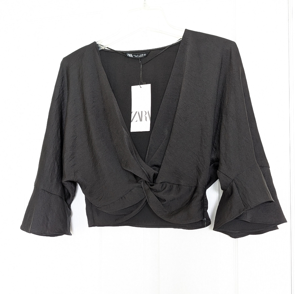 Zara Black Cropped Women's Top NWT Size S